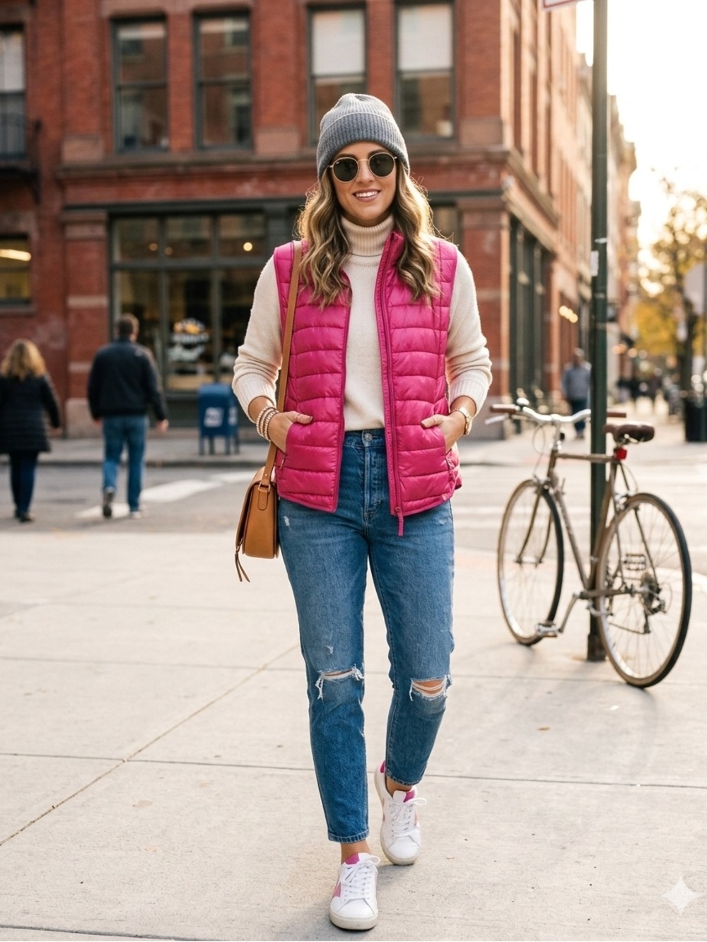 JoyLab Women’s Puffer Vest Large Pink Quilted Full Zip Loose Fit Sleeveless New
